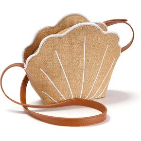 Straw Purse, Shells Crossbody Bag Woven Wallet, Summer Beach Shoulder Bags, Fashion Seashell Straw Purse in Kuwait
