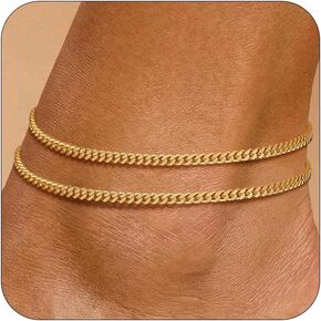 VIROMY Gold Ankle Bracelets for Women - Layered Anklets for Women Waterproof Beach Jewelry Gifts in Saudi Arabia