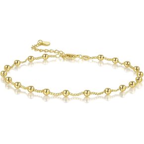 14K Gold Anklets for Women Gold Ankle Bracelets for Women Bead Ankle Bracelet for Womens Rhythmic Eye-Catching Design Beaded Anklets for Womens in Saudi Arabia