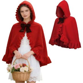 Little Red Riding Hood Cape Women, Short Red Hooded Cloak, Halloween Christmas Costume in Saudi Arabia
