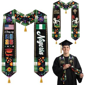 Reversible Graduation Stole Class of 2026 Sash with Gold Tassels for High School College Grad in Saudi Arabia