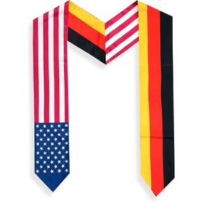 USA And Germany Flag Graduation Stole,Satin Embroidery Graduation Sash for International Students,72 Inch Length. in Kuwait