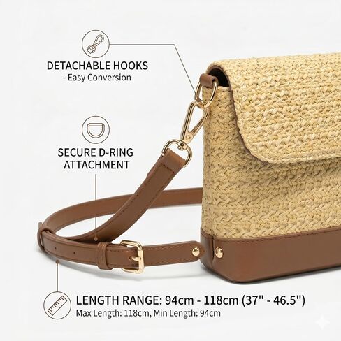CHUNLI Straw Bag for Women, Woven Summer Beach Raffia Purse with Detachable Strap, Boho Shoulder Crossbody Handbag for Vacation in Saudi Arabia
