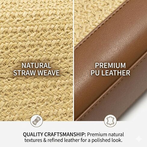 CHUNLI Straw Bag for Women, Woven Summer Beach Raffia Purse with Detachable Strap, Boho Shoulder Crossbody Handbag for Vacation in Saudi Arabia