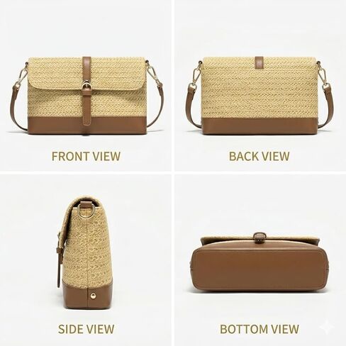 CHUNLI Straw Bag for Women, Woven Summer Beach Raffia Purse with Detachable Strap, Boho Shoulder Crossbody Handbag for Vacation in Saudi Arabia