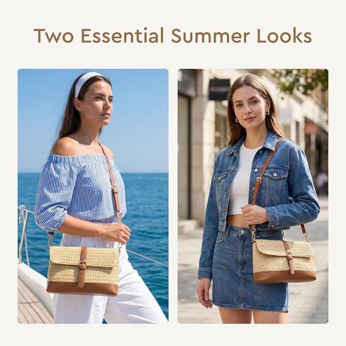 CHUNLI Straw Bag for Women, Woven Summer Beach Raffia Purse with Detachable Strap, Boho Shoulder Crossbody Handbag for Vacation in Saudi Arabia