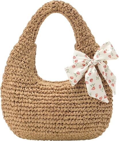 fauson Beach Bags for Women - Handmade Straw Clutch Purses for Women Handbag Zip Closure Tote Bag Lightweight in Kuwait