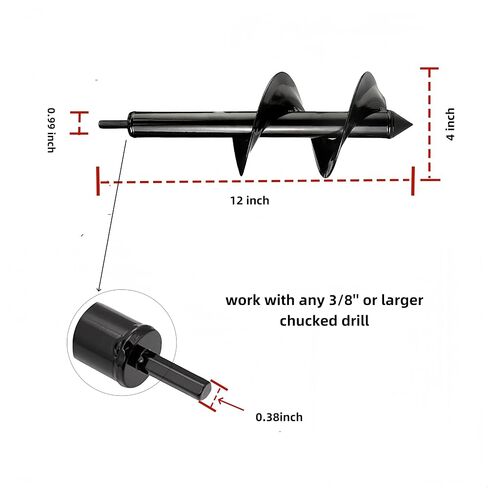 Auger Drill Bit for Planting Set of 4, Garden Ground Earth Spiral Drill Bit for 3/8" Hex Drive Drill, for Post Hole Digger Bulb Bedding Digging Plant Rapid Planter in Saudi Arabia