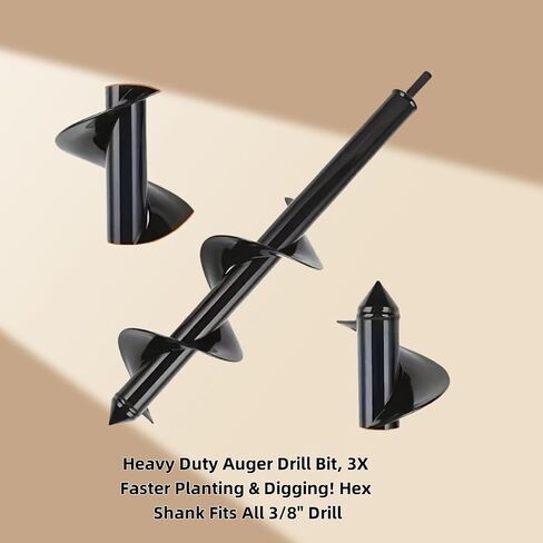 Auger Drill Bit for Planting Set of 4, Garden Ground Earth Spiral Drill Bit for 3/8" Hex Drive Drill, for Post Hole Digger Bulb Bedding Digging Plant Rapid Planter in Saudi Arabia