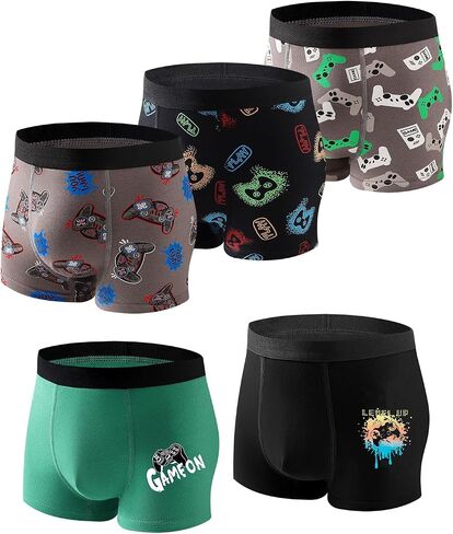 Boys' Gaming Boxer Briefs, 5-Pack, Video Game Controller Print, Multicolor in Kuwait