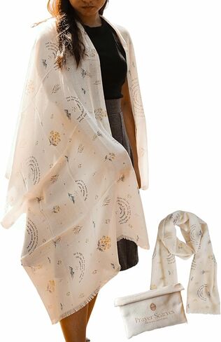 Mustard Seed Scripture Prayer Scarf for Women – 100% Modal Classic Christian Shawl 27.5x79, Faith Bible Verses, Religious Wrap Gift with Canvas Bag in Saudi Arabia