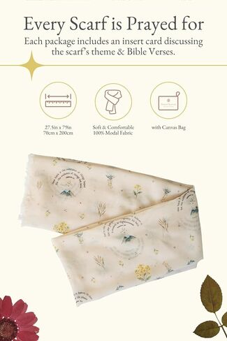 Mustard Seed Scripture Prayer Scarf for Women – 100% Modal Classic Christian Shawl 27.5x79, Faith Bible Verses, Religious Wrap Gift with Canvas Bag in Saudi Arabia