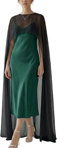 Womens Sheer Chiffon Cape Elegant Shawl for Evening Dresses, Poncho Top Capelet Cover Up for Wedding Guest Formal Party in Kuwait