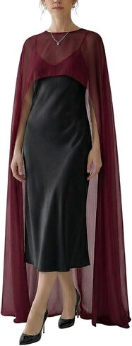 Womens Sheer Chiffon Cape Elegant Shawl for Evening Dresses, Poncho Top Capelet Cover Up for Wedding Guest Formal Party in Kuwait
