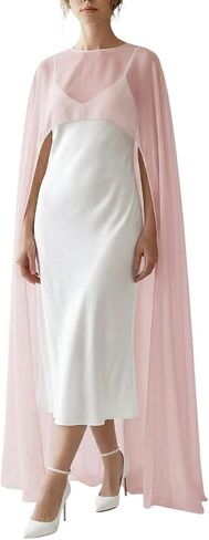 Womens Sheer Chiffon Cape Elegant Shawl for Evening Dresses, Poncho Top Capelet Cover Up for Wedding Guest Formal Party in Kuwait
