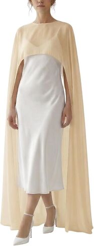 Womens Sheer Chiffon Cape Elegant Shawl for Evening Dresses, Poncho Top Capelet Cover Up for Wedding Guest Formal Party in Kuwait