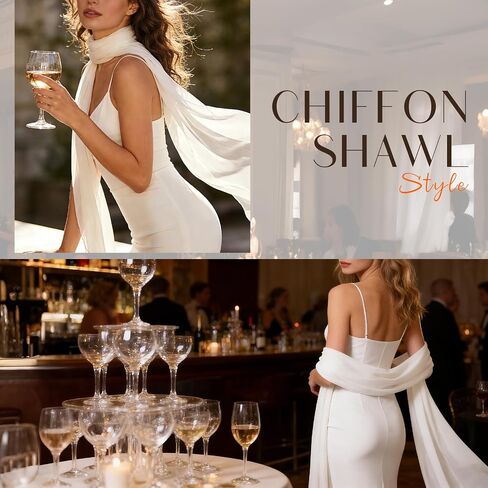 Women’s Chiffon Shawl Wrap Elegant Soft Sheer Scarf for Evening Dresses Wedding Bridal and Formal Occasions in Saudi Arabia