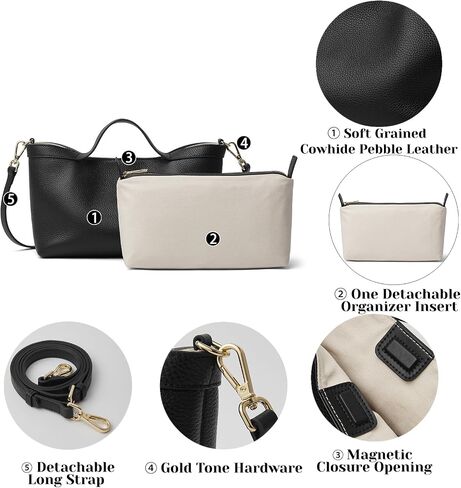 DAILANDO Genuine Leather Top Handle Satchel Purse for Women, Medium Trendy Tote Hobo Bag with Organizer Insert Zipper Pouch in Saudi Arabia