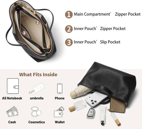 DAILANDO Genuine Leather Top Handle Satchel Purse for Women, Medium Trendy Tote Hobo Bag with Organizer Insert Zipper Pouch in Saudi Arabia