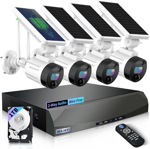 【Wire-Free Solar Powered & 2-Way Audio】 2-Antenna Enhanced Smart Home Solar Powered Security Camera Outdoor Camera Wireless Rechargeable Security Camera System WiFi Video Surveillance Camera System in Saudi Arabia