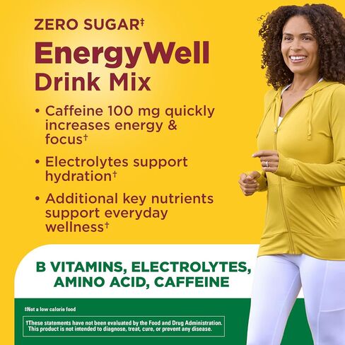 Nature Made Zero Sugar EnergyWell Drink Mix, Caffeine, B Vitamins and Electrolytes Powder, Energy & Hydration Support, 12 Sugar Free Drink Mix Packets, 12 Day Supply in Kuwait