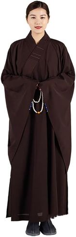 Unisex Monk Robe Traditional Buddhist Meditation Monk Outfit Loose Comfortable Prayer Clothes(Coffee,M) in Saudi Arabia