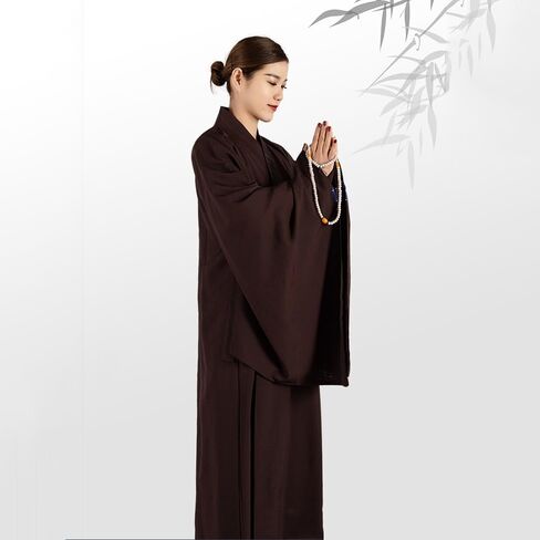 Unisex Monk Robe Traditional Buddhist Meditation Monk Outfit Loose Comfortable Prayer Clothes(Coffee,M) in Saudi Arabia
