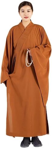 Unisex Monk Robe Traditional Buddhist Meditation Monk Outfit Loose Comfortable Prayer Clothes(Coffee,M) in Saudi Arabia