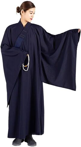 Unisex Monk Robe Traditional Buddhist Meditation Monk Outfit Loose Comfortable Prayer Clothes(Coffee,M) in Saudi Arabia