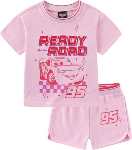 Disney Cars Lightning McQueen Girls Short Sleeve T-Shirt and Shorts Set for Toddler in Kuwait