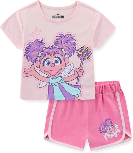 طقم تي شيرت وسروال قصير الأكمام للفتيات من Sesame Street Abby Cadabby للأطفال الصغار in Kuwait