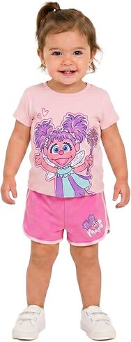 طقم تي شيرت وسروال قصير الأكمام للفتيات من Sesame Street Abby Cadabby للأطفال الصغار in Kuwait