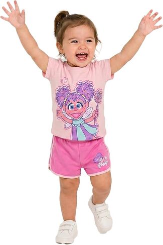 طقم تي شيرت وسروال قصير الأكمام للفتيات من Sesame Street Abby Cadabby للأطفال الصغار in Kuwait