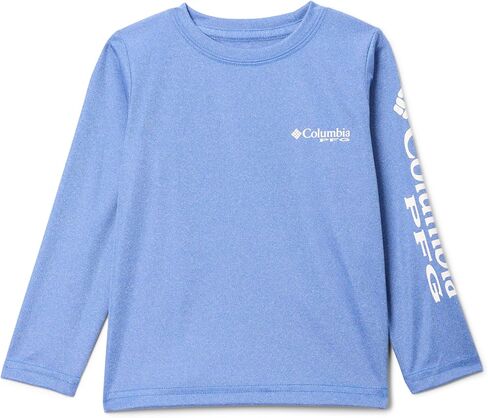 Columbia Youth Boys Toddler PFG Terminal Tackle Long Sleeve Sun Protection Shirt, Vivid Blue Heather/White Logo, 3T in Kuwait