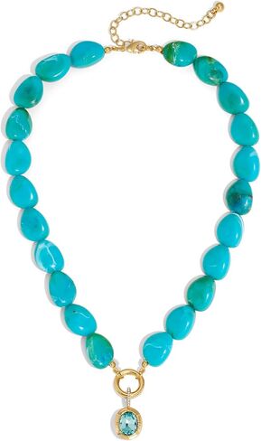 Colorful Resin Beaded Necklace for Women, Gold Plated Chunky Necklace with CZ Pendant, Boho Statement Choker, Summer Jewelry Gift in Saudi Arabia