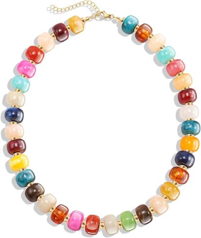 AOZEL Colorful Chunky Acrylic Beaded Necklace for Women, Handmade Statement Boho Resin Bead Choker Necklaces,Summer Jewelry Gifts Accessories for Women Trendy in Saudi Arabia