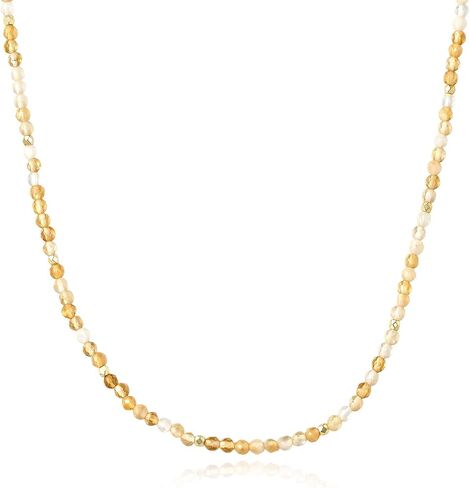 ARSIS Beaded Gemstone Necklace for Women, Colorful 3-4mm Bead Choker, 18K Gold Plated Birthstone Bead Necklace, Handmade Summer Beach Necklace Jewelry Gift in Saudi Arabia