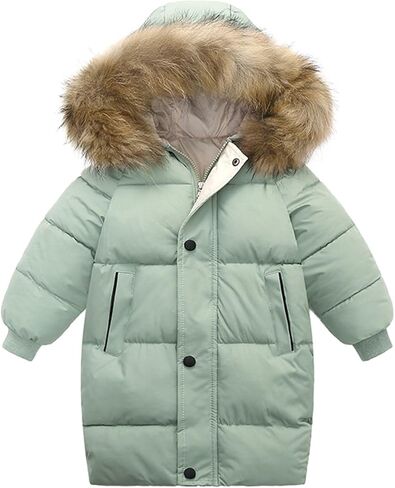 Valcatch Boys Girls Winter Camo Black Coat 2-12 Years Kids Warm & Water Resistant Puffer Down Parka Jacket with Faux Fur Hood in Kuwait