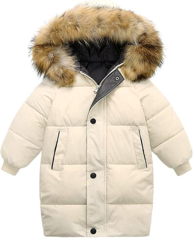 Valcatch Boys Girls Winter Camo Black Coat 2-12 Years Kids Warm & Water Resistant Puffer Down Parka Jacket with Faux Fur Hood in Saudi Arabia