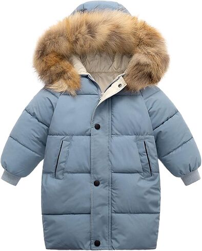 Valcatch Boys Girls Winter Camo Black Coat 2-12 Years Kids Warm & Water Resistant Puffer Down Parka Jacket with Faux Fur Hood in Saudi Arabia
