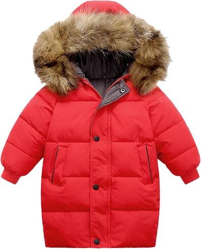 Valcatch Boys Girls Winter Camo Black Coat 2-12 Years Kids Warm & Water Resistant Puffer Down Parka Jacket with Faux Fur Hood in Saudi Arabia