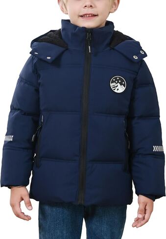 Boys Winter Parka Coat Fleece Lined Heavyweight Jacket Windproof Hooded Padded Coats Waterproof Jacket 3-12 Years in Saudi Arabia