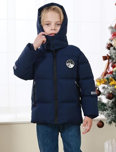 Boys Winter Parka Coat Fleece Lined Heavyweight Jacket Windproof Hooded Padded Coats Waterproof Jacket 3-12 Years in Saudi Arabia