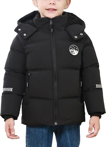 Boys Winter Parka Coat Fleece Lined Heavyweight Jacket Windproof Hooded Padded Coats Waterproof Jacket 3-12 Years in Saudi Arabia