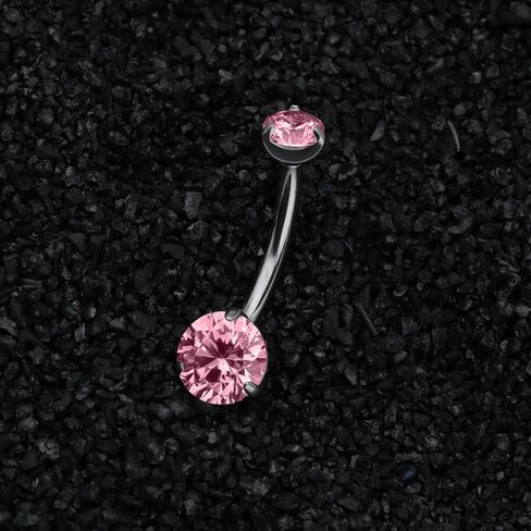 XUU 14G Titanium Belly Button Rings with Sparkling Gemstones, Prong-Set CZ Navel Ring Internally Threaded, Hypoallergenic Piercing Jewelry for Women, 10mm/12mm, Multiple Colors in Saudi Arabia