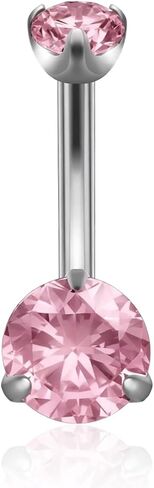 XUU 14G Titanium Belly Button Rings with Sparkling Gemstones, Prong-Set CZ Navel Ring Internally Threaded, Hypoallergenic Piercing Jewelry for Women, 10mm/12mm, Multiple Colors in Saudi Arabia
