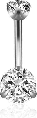 XUU 14G Titanium Belly Button Rings with Sparkling Gemstones, Prong-Set CZ Navel Ring Internally Threaded, Hypoallergenic Piercing Jewelry for Women, 10mm/12mm, Multiple Colors in Saudi Arabia