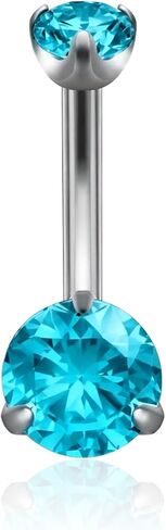XUU 14G Titanium Belly Button Rings with Sparkling Gemstones, Prong-Set CZ Navel Ring Internally Threaded, Hypoallergenic Piercing Jewelry for Women, 10mm/12mm, Multiple Colors in Saudi Arabia