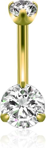 XUU 14G Titanium Belly Button Rings with Sparkling Gemstones, Prong-Set CZ Navel Ring Internally Threaded, Hypoallergenic Piercing Jewelry for Women, 10mm/12mm, Multiple Colors in Saudi Arabia
