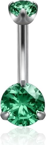 XUU 14G Titanium Belly Button Rings with Sparkling Gemstones, Prong-Set CZ Navel Ring Internally Threaded, Hypoallergenic Piercing Jewelry for Women, 10mm/12mm, Multiple Colors in Saudi Arabia